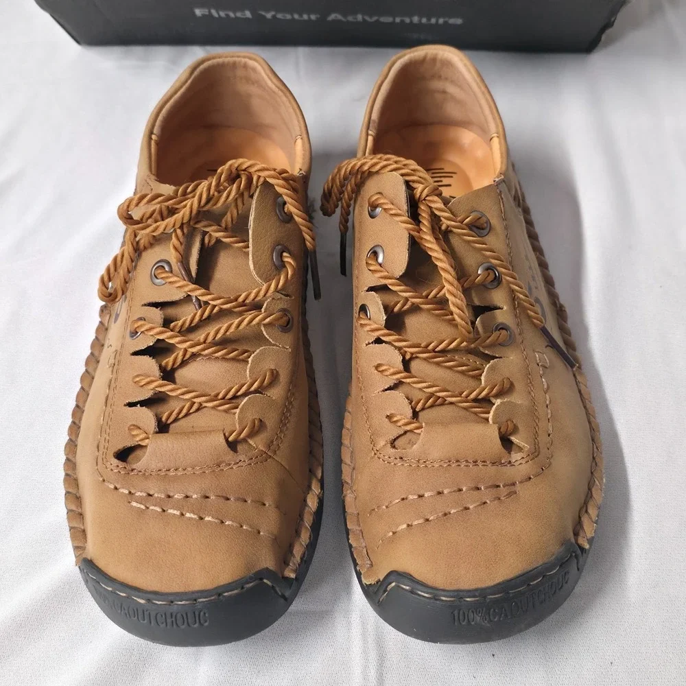 Five Store City Men's Brown‎ Leather Boat Lace Up Shoes Size 9.5 NIB